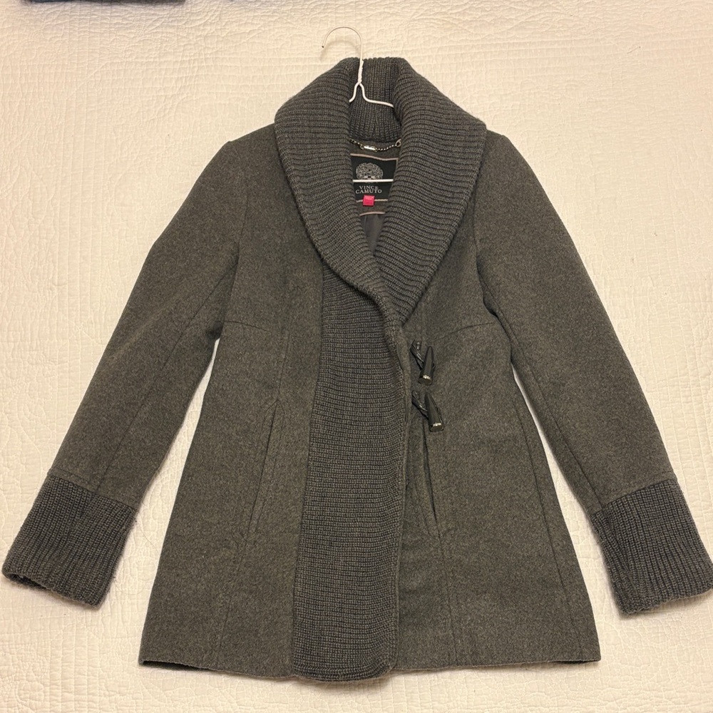 Vince Camuto Grey Wool Blend Coat with Toggle Closure